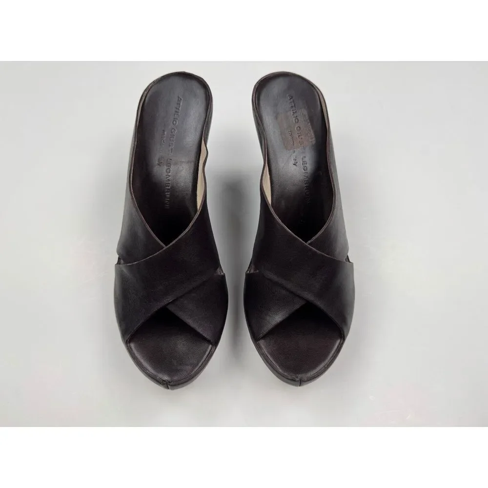 AGL Attilio Giusti Leombruni Italy Platform Wedge Sandal Women 38 US8 EUCLeather